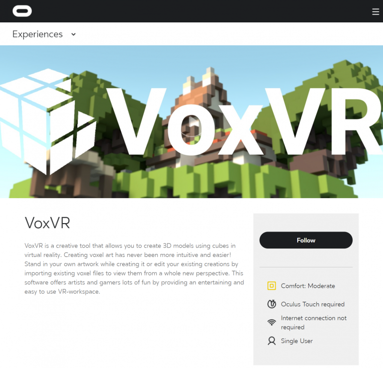 VoxVR on the Oculus Store